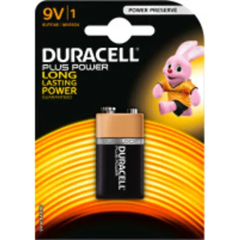 Duracell Plus Power Type 9V Alkaline Batteries 1 Pack