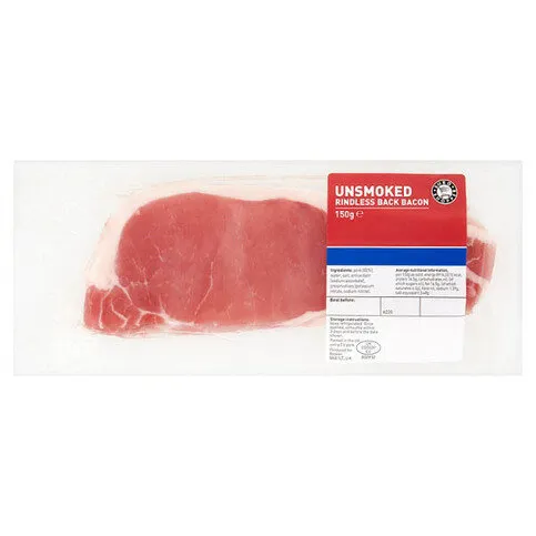 Euro Shopper Unsmoked Rindless Back Bacon 150g
