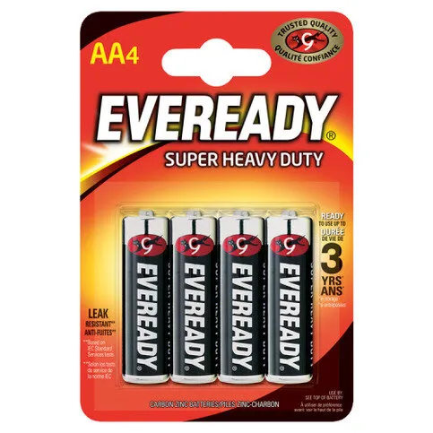 Eveready Super Heavy Duty AA Batteries 4 Pack