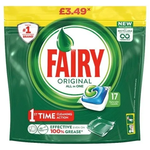 Fairy Original All In One Dishwasher Tablets Regular, 17 Capsules