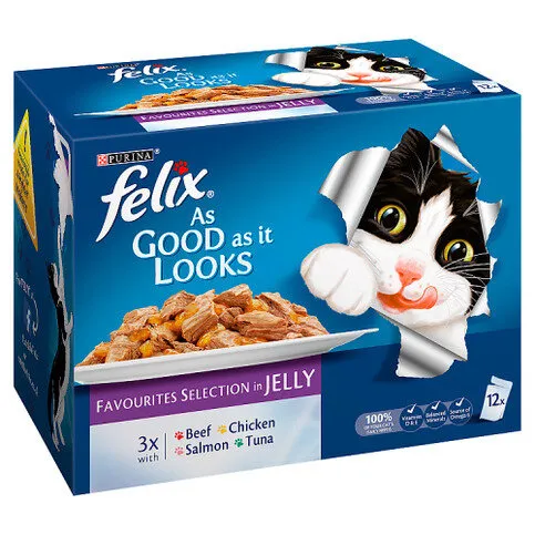 Felix As Good As It Looks Favourites Selection in Jelly Wet Cat Food 12 x 100g