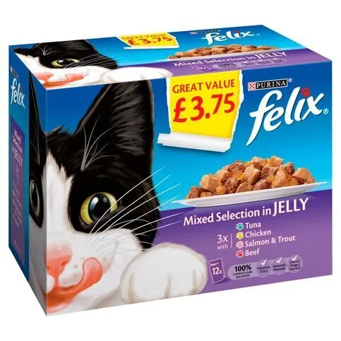 Felix Cat Food Mixed Selection In Jelly 12x100g (Box)