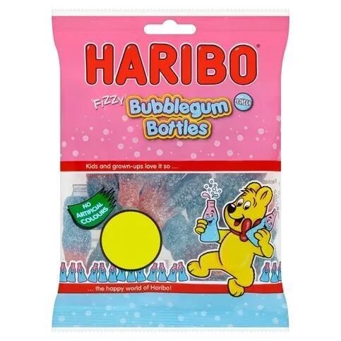 Haribo Fizzy Bubblegum Bottles Bag 160g