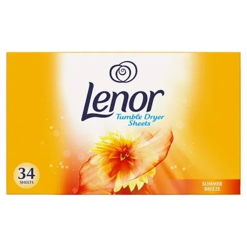 Lenor Fabric Tumble Dryer Sheets Summer Breeze 34 Sheets