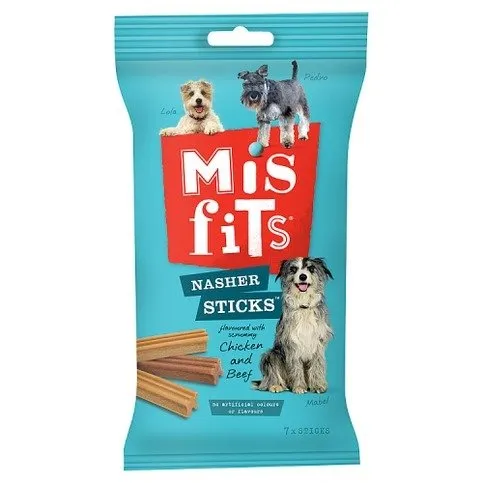 MISFITS Nasher Sticks Medium Dog Treats with Chicken and Beef 170g