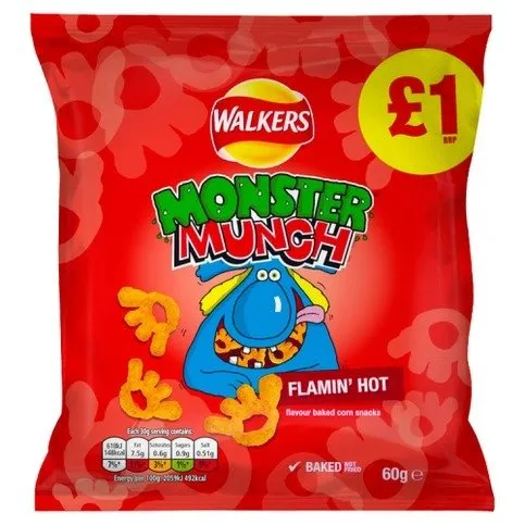 Walkers Monster Munch Flamin' Hot Snacks 60g