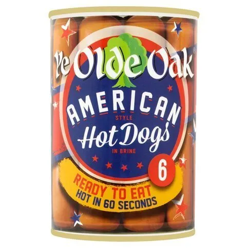 Ye Olde Oak 6 American Style Hot Dogs in Brine 400g