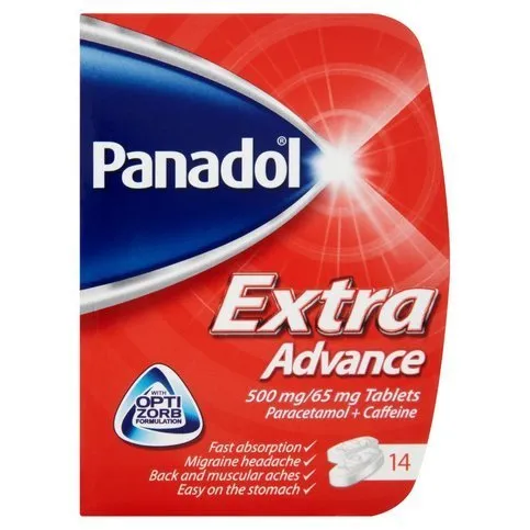 Panadol Paracetamol Caffeine Pain Relief Tablets 500mg Extra Advance 14 Pack
