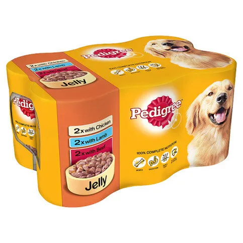 Pedigree Adult Wet Dog Food Tins Mixed in Jelly 6 x 385g