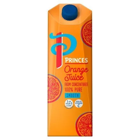 Princes 100% Pure Smooth Orange Juice From Concentrate 1L