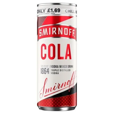 Smirnoff Cola Vodka Mixed Drink 250ml