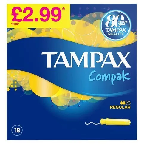 Tampax Compak Regular Tampons With Applicator 18 Pack
