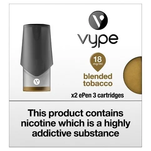 Vype ePen 3 Cartridges: Blended Tobacco 18mg