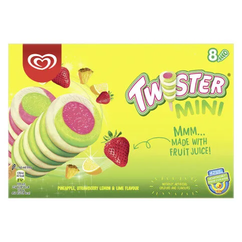 Twister Pineapple, Lemon-Lime and Strawberry Mini Ice Cream Lolly 8 x 50ml