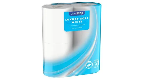 One Stop Luxury Soft White Bathroom Toilet Tissue 4 rolls (393585)