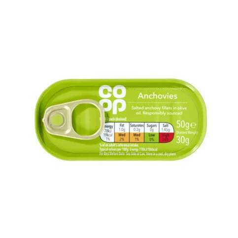 Co-op Anchovies In Olive Oil 50g