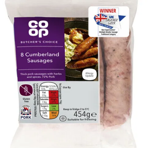Co Op Butcher's Choice 8 Cumberland Sausage 454g