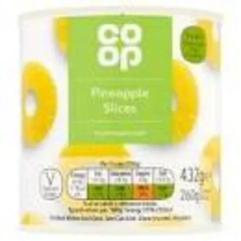 Co Op Pineapple Slices In Juice 432g