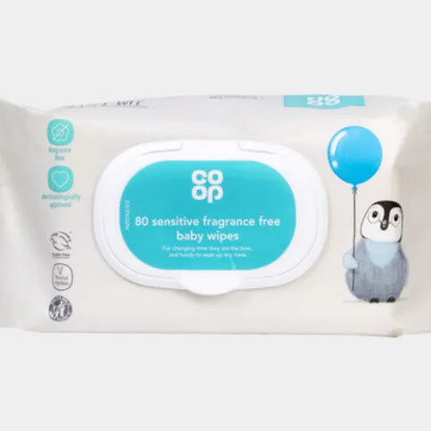 Co-op 80 Sensitive Fragrance Free Baby Wipes