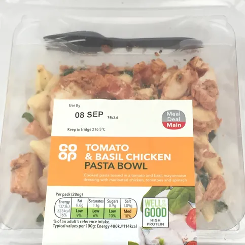 Co-op Tomato & Basil Chicken Pasta 270g