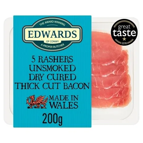 Edwards Of Conwy 6 Thick Cut Bacon Rashes Unsmoked
