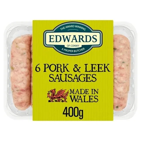 Edward's Of Conwy 6 Pork & Leak Sausages 