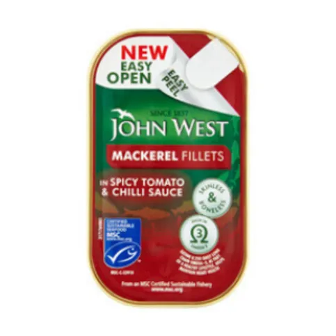 John West Mackerel Mackerel Fillets in Spicy Tomato Sauce