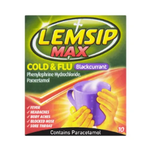 Lemsip Max Cold & Flu Blackcurrant 10 Sachets