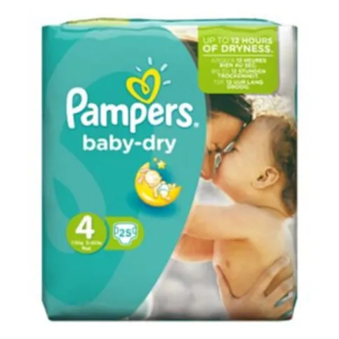 Pampers Baby-Dry Size 4, 25 Nappies, 9kg-14kg, Carry Pack
