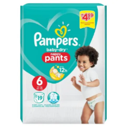Pampers Baby-Dry Nappy Pants Size 6, 19 Nappies, 14kg-19kg, Carry Pack,
