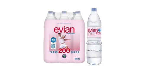 Evian Natural Mineral Water 6 x 1.5L