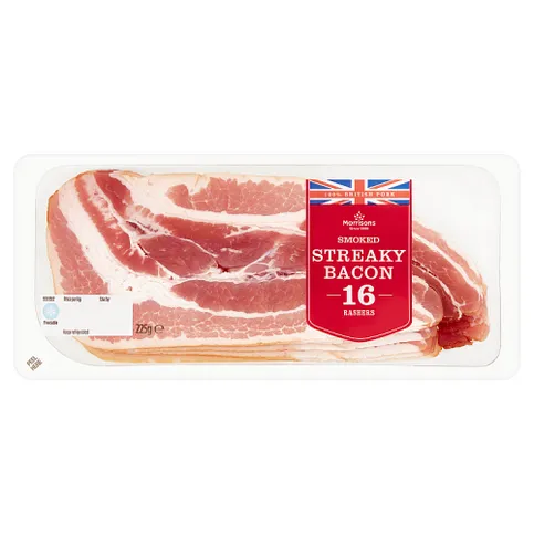 Reduced - Morrisons Smoked Streaky Bacon 16 Rashers 225g