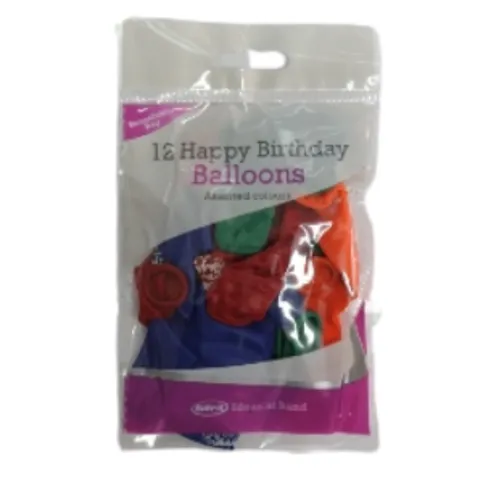 Solv-X Happy Birthday Balloons 12 Pack