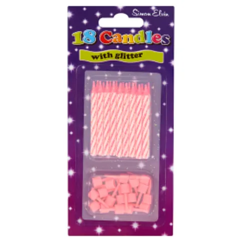 Simon Elvin 18 Pink Candles with Glitter