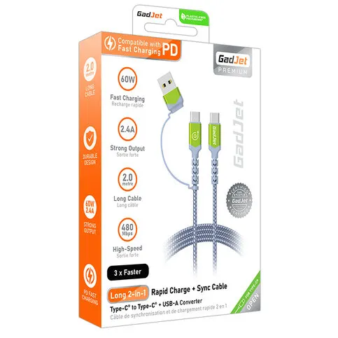 Gad Jet Includes USB-A Adaptor USB C Cable 2m