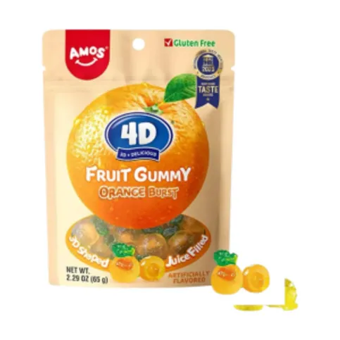 Amos 4D Orange Flavour Gummy Candy 65g