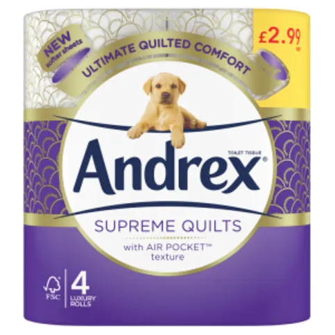 Andrex Supreme Quilts Toilet Tissue 4 Luxury Rolls