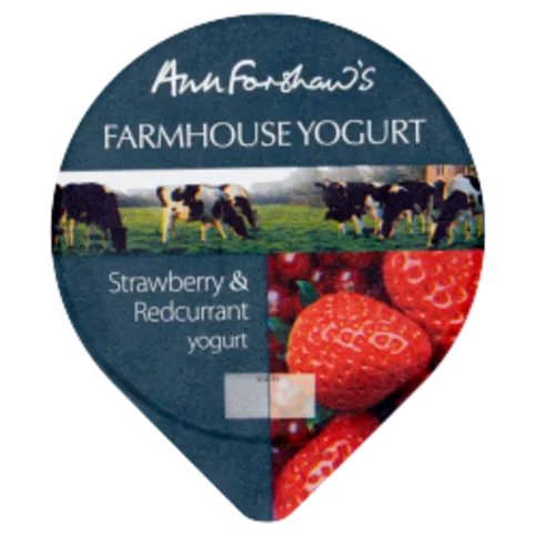CHILLED: ANN FORSHAWS FARMHOUSE YOGURT STRAWBERRY & REDCURRANT 140G