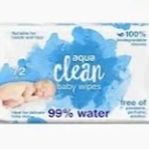 AQUA CLEAN WIPES 100% BIODEGRADABLE WIPES 72'S