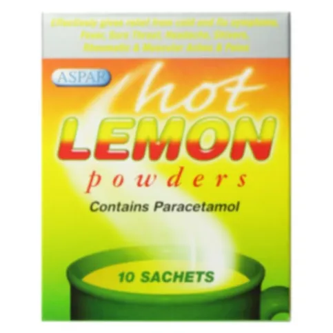 Aspar Cold & Flu Hot Lemon Powders & Paracetamol 10 Pack