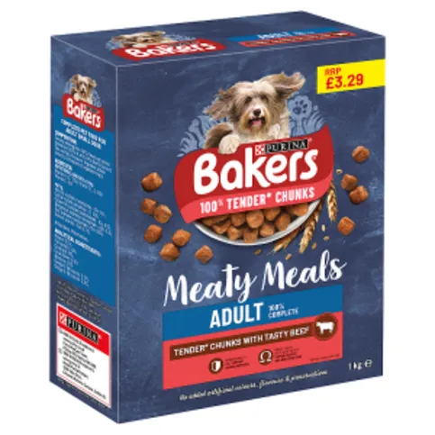 Bakers Meaty Meals Adult Beef Dry Dog Food 1kg