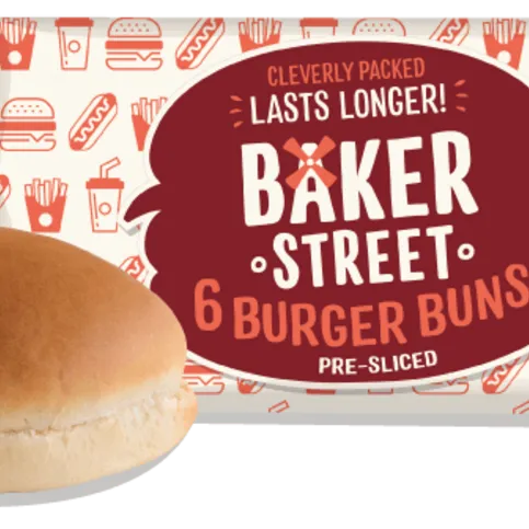 Baker Street Plain Burger Buns x 4