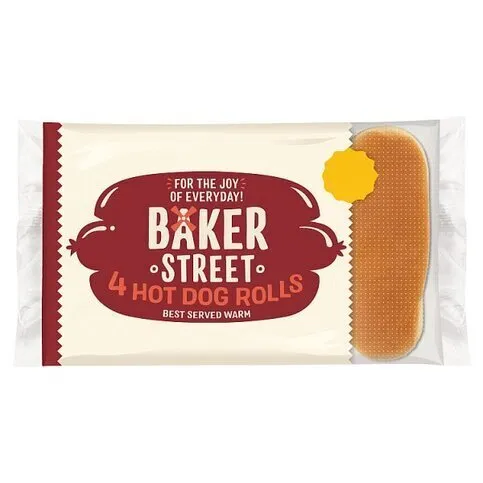 Baker Street 4 Pre-Cut Hot Dog Rolls