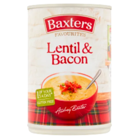 BAXTERS FAVOURTIES LENTIL & BACON SOUP PM£1.99 400G