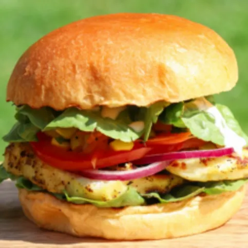 BBQ Chicken Haloumi Burger 