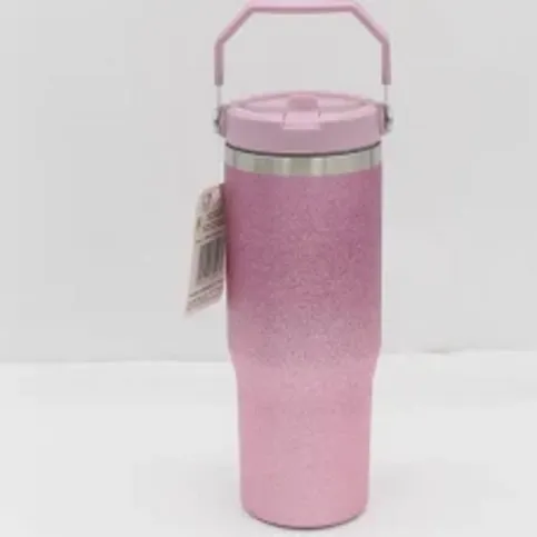 B&co 600ml Glitter Flip Straw S/s Drinking Cup