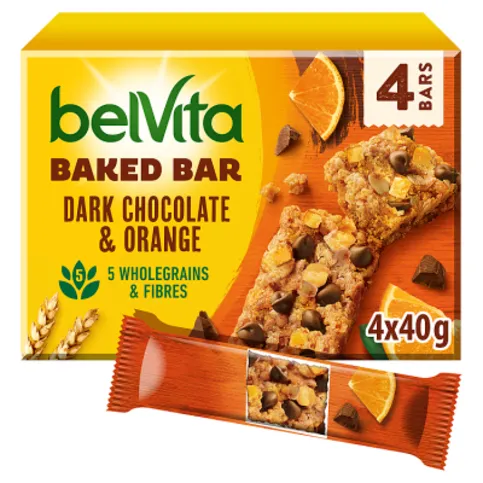 Belvita Baked Bar Dark Chocolate & Orange 4 x 40g (160g)