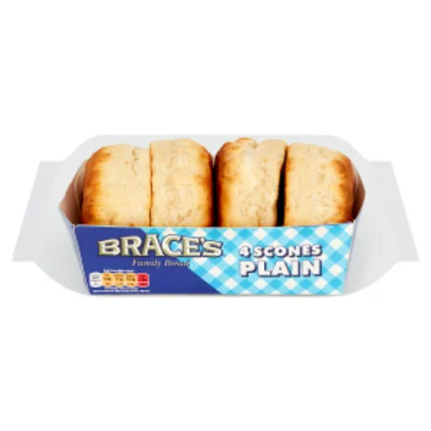 Brace's Family Bread Scones Plain 4 Pack