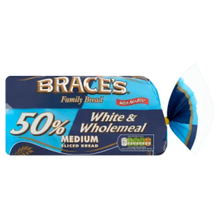 Brace's Family Bread 50% White & Wholemeal Medium Sliced Bread 800g