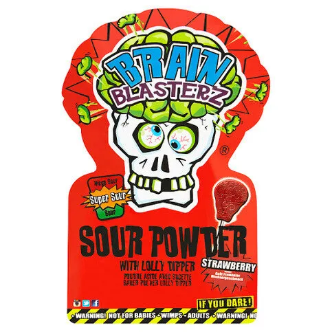 Brain Blasterz Super Sour Sherbet with a Lolly Dipper  3+ 30 x 10g